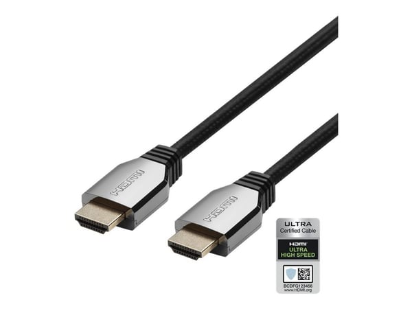 Deltaco Ultrasertifioitu nopea HDMI-kaapeli alumiiniliittimillä, 8K @ 60 Hz, 2 m, musta, 2 m, HDMI-tyyppi A (vakio), HDMI-tyyppi A (vakio), 7680 x ...