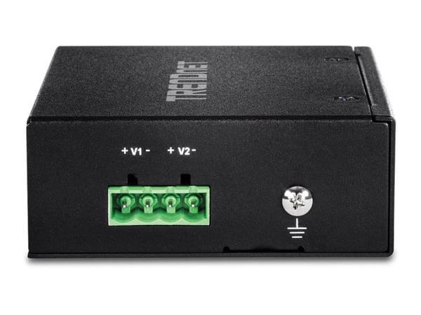 TRENDnet TI-PE50 - Switch - ikke-styrt - 4 x 10/100 (PoE+) + 1 x 10/100 - DIN-skinnemonterbar, veggmonterbar - PoE+ (90 W) - DC-strøm - TAA-samsvar