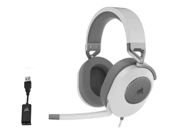 CORSAIR Gaming HS65 SURROUND - Hodesett - full størrelse - kablet - 3,5 mm jakk - hvit