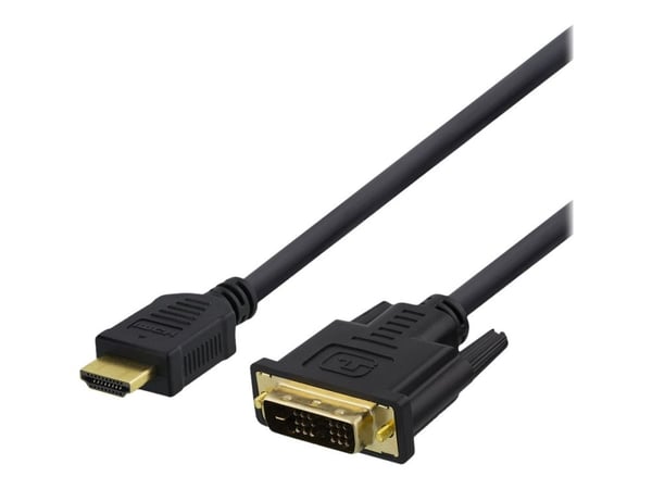 DELTACO - Adapterkabel - HDMI hann til DVI-D hann - 3 m - svart - tommelskruer, 1080p støtte 60 Hz