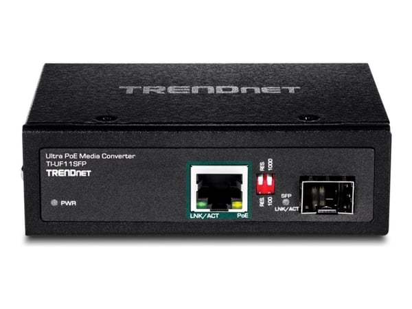 TRENDnet TI-UF11SFP - Fibermediekonverterare - 1GbE - 10Base-T, 100Base-TX, 1000Base-T - RJ-45 / SFP (mini-GBIC) - upp till 40 km - TAA-kompatibel
