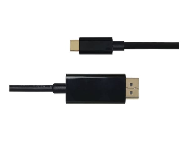 DELTACO - Adapterkabel - USB-C (hann) til DisplayPort (hann) - DisplayPort 1.2 - 2 m - 4 K 60 Hz (4096 x 2160) støtte - svart