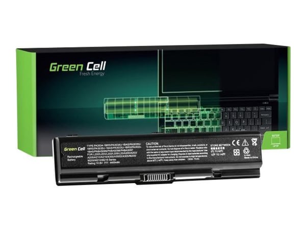 Green Cell - Batteri til bærbar PC (tilsvarer: Toshiba PA3534U-1BRS) - litiumion - 6-cellers - 4400 mAh - svart - for Toshiba Satellite A205, A215,...