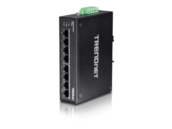 TRENDnet TI-G80 - Kytkin - hallitsematon - 8 x 100/1000/10000 - DIN-kiskoon asennettava, seinään asennettava - DC-virta - TAA-yhteensopiva