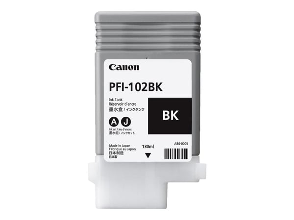 Canon PFI-102 BK - 130 ml - svart - original - bläcktank - för imagePROGRAF iPF510, iPF605, iPF650, iPF655, iPF710, iPF720, iPF750, iPF755, LP17, LP24