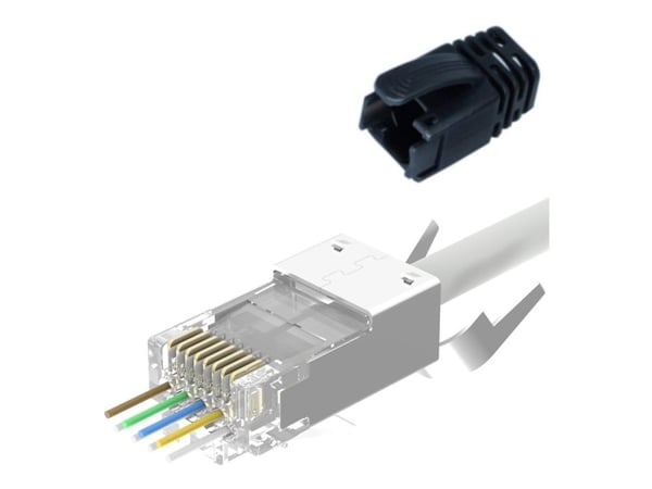 Lanview - Nettverkkontakt - RJ-45 (hann) - S/UTP - CAT 6a/7 - med støvel (en pakke 25)