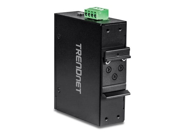 TRENDnet TI-PE50 - Switch - ikke-styrt - 4 x 10/100 (PoE+) + 1 x 10/100 - DIN-skinnemonterbar, veggmonterbar - PoE+ (90 W) - DC-strøm - TAA-samsvar