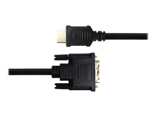 DELTACO - Adapterkabel - HDMI hann til DVI-D hann - 3 m - svart - tommelskruer, 1080p støtte 60 Hz
