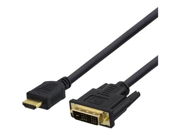 DELTACO - Adapterkabel - HDMI hann til DVI-D hann - 3 m - svart - tommelskruer, 1080p støtte 60 Hz