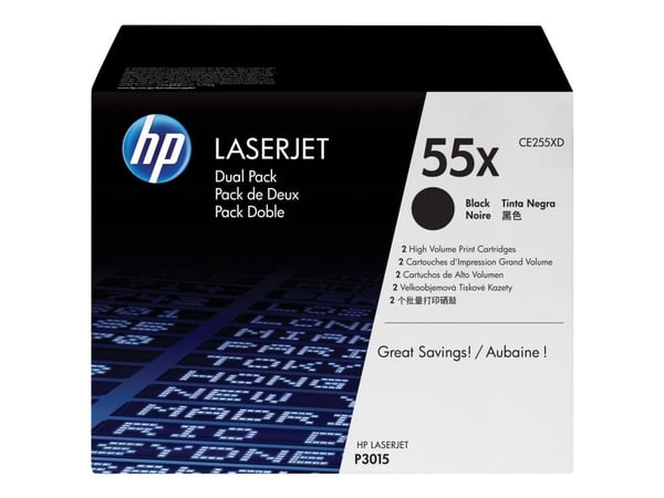 HP Toner Black 55X for P3015 LaserJet Dual Pack (12 500 sider)