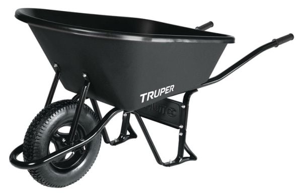 Truper 11777, Manual wheelbarrow, 1 hjul, Oppblåsbare hjul, Metall, Plast, Sort, 170 l