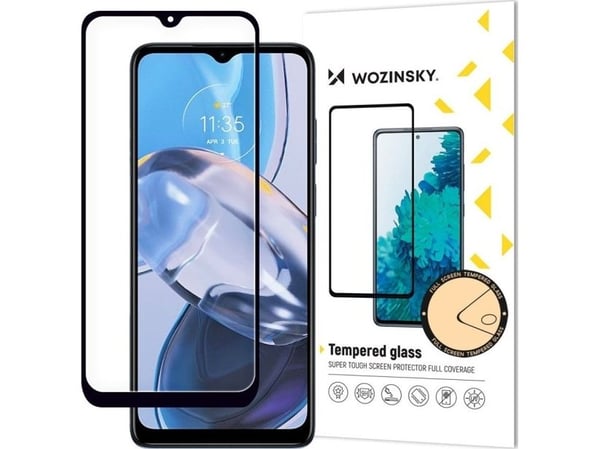 Wozinsky Wozinsky Wozinsky Full Glue karkaistu lasi Motorola Moto E22i / E22 koko näytön kehykselle musta (koteloystävällinen)