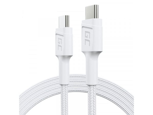 Green Cell PowerStream - USB-kabel - 24 pin USB-C (hann) til 24 pin USB-C (hann) - 1.2 m - USB Power Delivery (60W), up to 480 Mbps - hvit