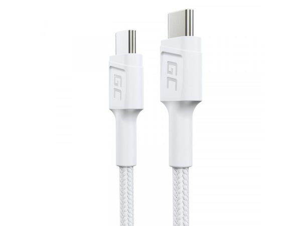 Green Cell PowerStream - USB-kabel - 24 pin USB-C (hann) til 24 pin USB-C (hann) - 30 cm - USB-C Power Delivery (60W) - snøhvitt