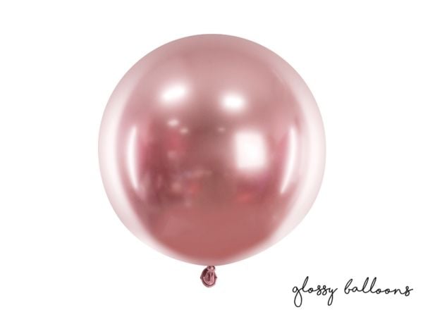 PartyDeco OLBOM-G-019R, Lekeballong, Latex, Rosegull, Rund, 8 år, 60 cm