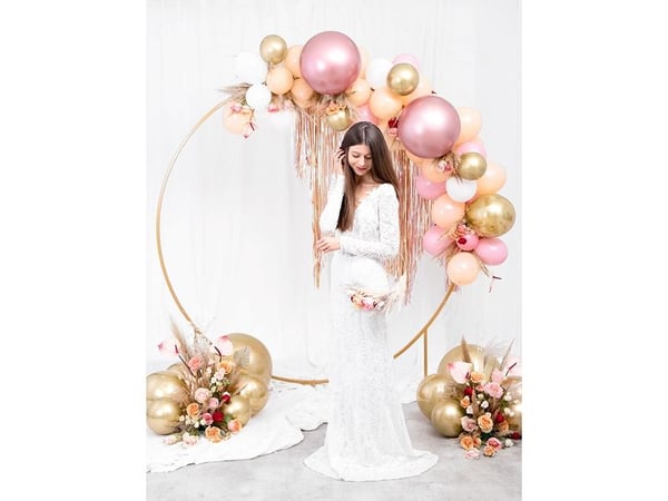 PartyDeco OLBOM-G-019R, Lekeballong, Latex, Rosegull, Rund, 8 år, 60 cm