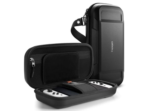 Spigen Rugged Armor Pro Pouch, Kovakotelo, Nintendo, Musta, EVA (etyleenivinyyliasetaatti), Polyuretaani, Nintendo Switch OLED, Naarmuuntumaton, Is...