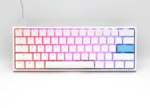 Ducky One 2 Pro Mini - Tastatur - bakgrunnsbelyst - USB - QWERTY - USA - tastsvitsj: Cherry / Gateron / Kailh - hvit
