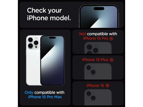 Spigen GLAS.tR EZ Fit - Skjermbeskyttelse for mobiltelefon - glass - personvern - for Apple iPhone 15 Pro Max