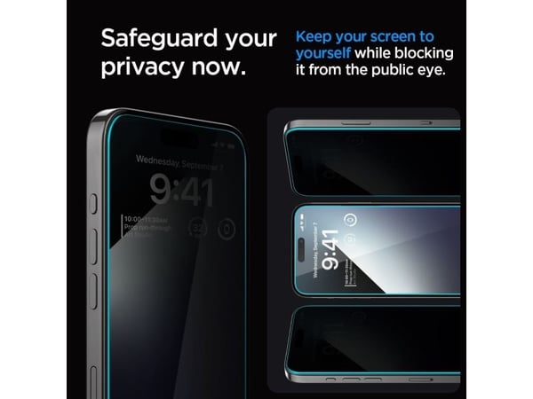 Spigen GLAS.tR EZ Fit - Skjermbeskyttelse for mobiltelefon - glass - personvern - for Apple iPhone 15 Pro Max
