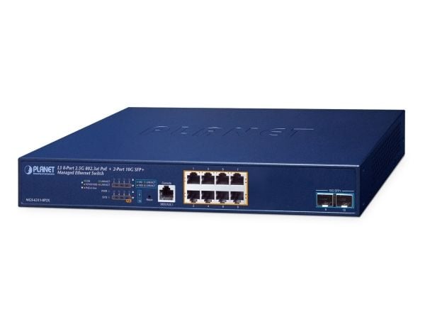 PLANET Layer 3, 8-Port 2.5GBASE-T, Hallittu, L3, 2.5G Ethernet (100/1000/2500), Power over Ethernet -tuki, Telineasennus, 1U
