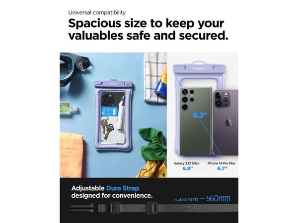 Spigen Aqua Shield A610 - Skyddande vattentätt fodral för mobiltelefon - termoplastisk polyuretan (TPU), polyvinylklorid - vattenblå - 6.9" (paket ...