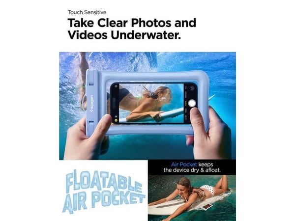 Spigen Aqua Shield A610 - Skyddande vattentätt fodral för mobiltelefon - termoplastisk polyuretan (TPU), polyvinylklorid - vattenblå - 6.9" (paket ...
