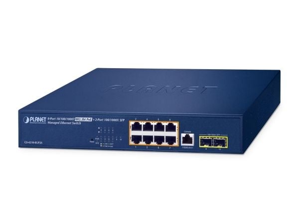 PLANET GS-4210-8UP2S - Switch - L4 - Styrt - 8 x 10/100/1000 + 2 x 100/1000 SFP - rackmonterbar - PoE++ (180 W)