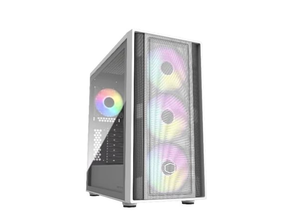 Cooler Master MasterBox 600 - Mid tower - utvidet ATX (E-ATX) - sidepanel med vindu (herdet glass) - ingen strømforsyning (ATX) - hvit - USB/lyd