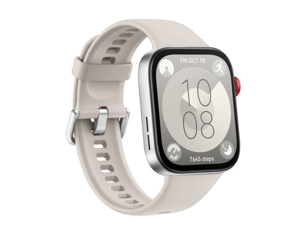 Huawei Watch Fit 3 - Aluminiumslegering - smartklokke med stropp - lær - hvit - håndleddstørrelse: 120-190 mm - display 1.82" - Bluetooth, Wi-Fi - ...