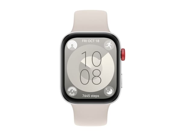 Huawei Watch Fit 3 - Aluminiumslegering - smartklokke med stropp - lær - hvit - håndleddstørrelse: 120-190 mm - display 1.82" - Bluetooth, Wi-Fi - ...