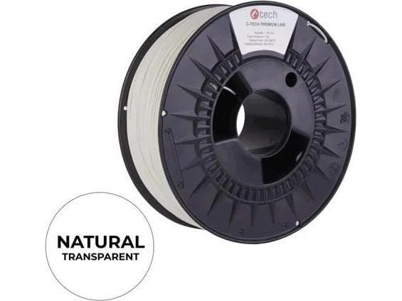 C-Tech C-TECH Trykkstreng (filament) PREMIUM LINE, PETG, gjennomsiktig, 1,75 mm, 1 kg