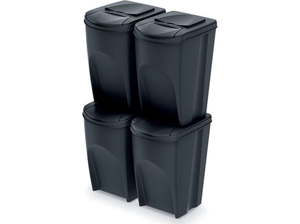 KEDEN søppelbøtte SORTIBOX 35L sett 4 - svart resirkulering
