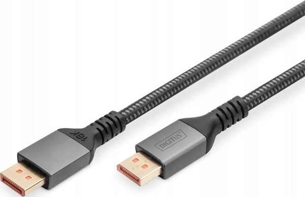 DIGITUS premium - DisplayPort-kabel - DisplayPort (hann) til DisplayPort (hann) - DisplayPort 2.1 - 1 m - 4K 240Hz støtte, 8 K 120 Hz (7680 x 4320)...