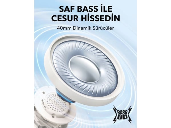 Soundcore H30i - Hodetelefoner med mikrofon - on-ear - Bluetooth - trådløs, kablet - 3,5 mm jakk - hvit