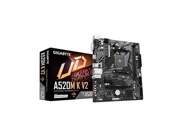 Gigabyte A520M K V2 - 1.0 - moderkort - micro ATX - Socket AM4 - AMD A520 Chipuppsättning - USB 3.2 Gen 1 - Gigabit LAN - inbyggda grafiken (CPU kr...