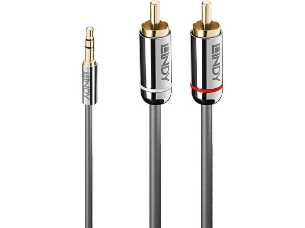 Lindy Cromo Line - Lydkabel - mini-phone stereo 3.5 mm hann til RCA hann - 50 cm - antrasitt - rund