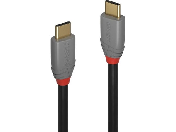 Lindy Anthra Line - USB-kabel - USB-C (hane) till USB-C (hane) - USB 3.2 Gen 2x2 - 1 m - rund - svart