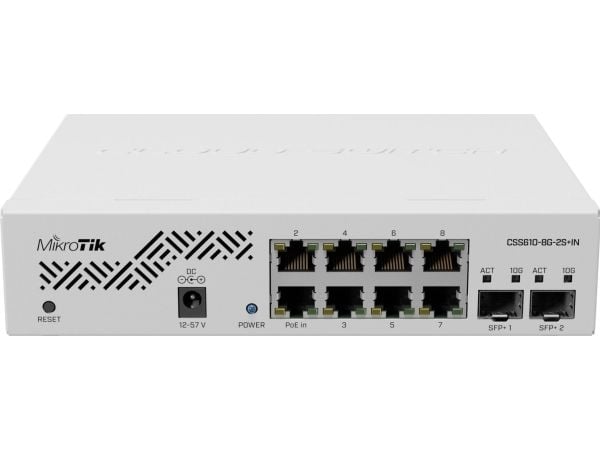 Mikrotik CSS610-8G-2S+IN, Gigabit Ethernet (10/100/1000), Strömförsörjning via Ethernet (PoE) stöd