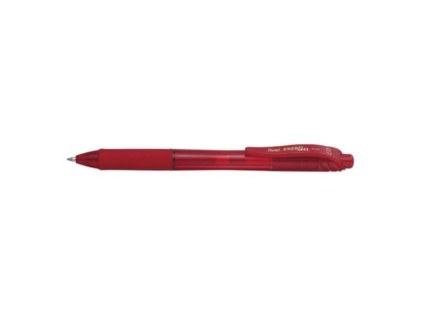 Gelpen, Pentel EnerGel X BL107, 0,7 mm, medium, rød, pakke a 12 stk