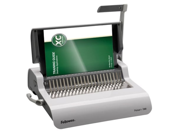 Fellowes Pulsar+ 300, Manuell, 300 ark, Plastkambinding, Grå, Hvit