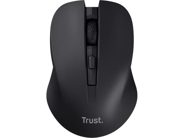 Trust Mydo - Mus - stille - høyre- og venstrehåndet - optisk - 4 knapper - trådløs - 2.4 GHz - USB trådløs mottaker - svart