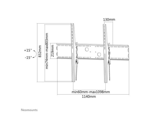 Neomounts LFD-W2000 TV seinäteline 152,4 cm (60) - 254,0 cm (100) kallistettava