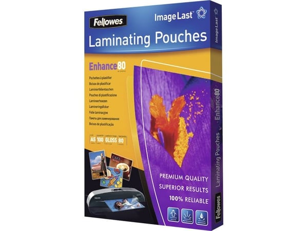 Laminointitaskut Fellowes, A5, 80 µm, laatikko 100 kpl.