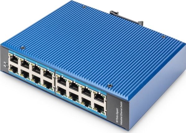 DIGITUS - Switch - ikke-styrt - 16 x 10/100/1000 - stasjonær - DC power