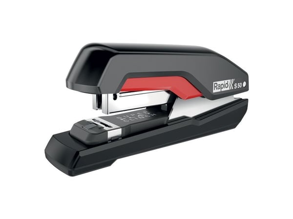Rapid Supreme S50 - Stiftemaskin - 50 ark - 24/6-24/8+, 26/6-26/8+ - ABS-plast, metall - svart, rød