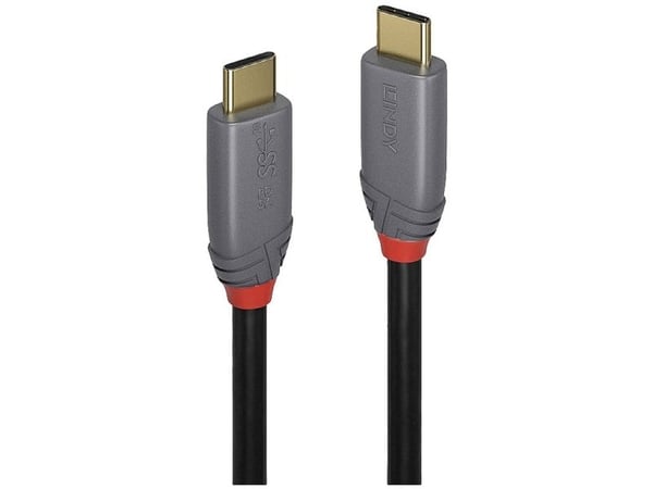 Lindy Anthra Line - USB-kabel - USB-C (hane) till USB-C (hane) - USB 3.2 Gen 2x2 - 1 m - rund - svart