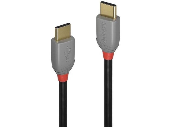 Lindy 36871, 1 m, USB C, USB C, USB 2.0, 480 Mbit/s, musta, harmaa