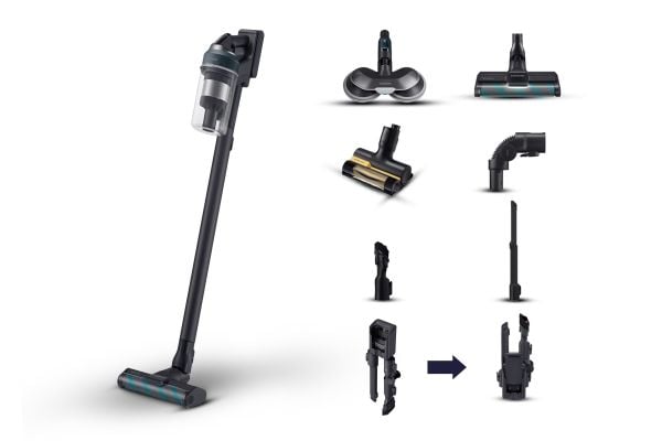 Samsung Jet Stick VS20C852FTB sladdlös skaftdammsugare — kraftfullt och lätt, HEPA-filtrering, rengöring på flera ytor