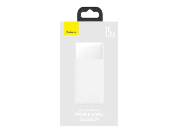 Baseus Bipow 20000 mAh 2xUSB USB-C 15W valkoinen